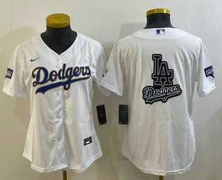 Womens Los Angeles Dodgers Big Logo White Gold Championship Stitched MLB Cool Base Nike Jerseys